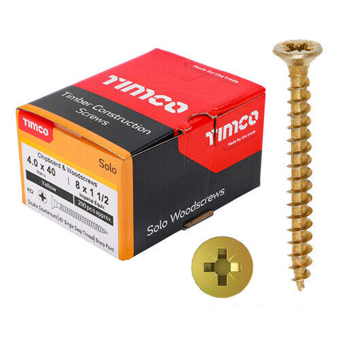 TIMCO SOLO WOODSCREWS - COUNTERSUNK ZYP